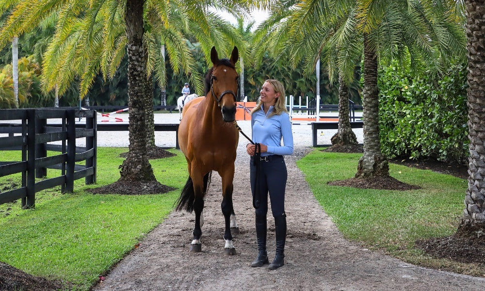 equestrian with horse in equestrian community in Florida